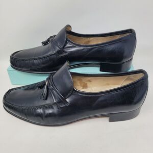 Vtg 90s or Y2K Mens Dack’s Melloflex black Tassel loafers dress shoes size 11 W